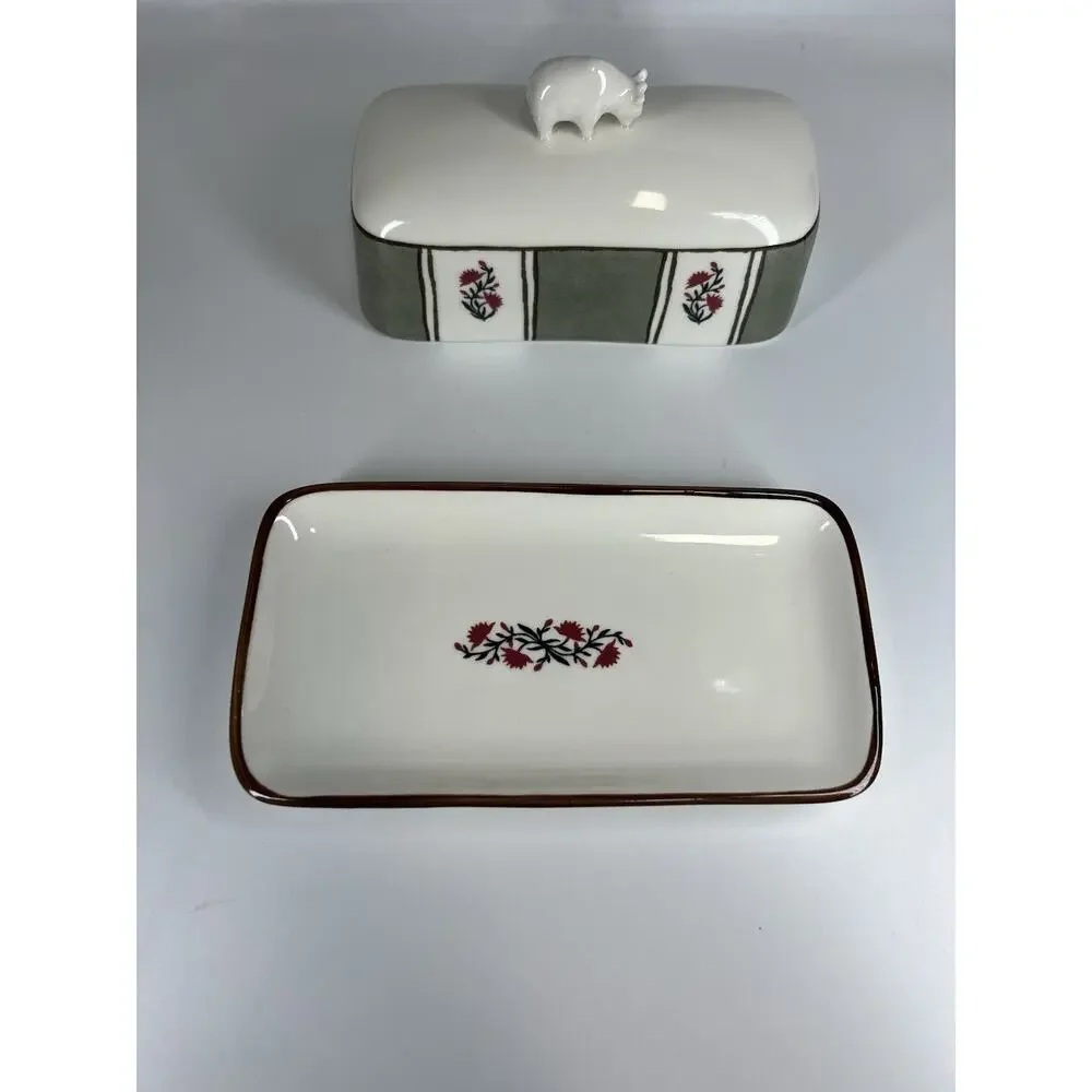 Anthropologie Millie Stoneware Cow Butter Dish and Spoon Rest Set
